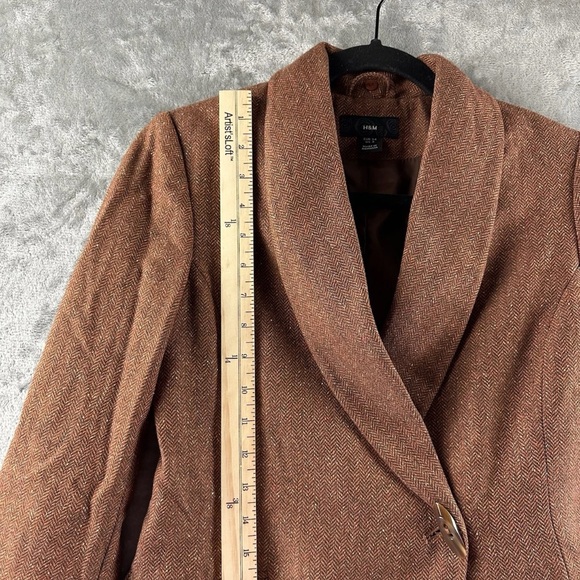H&M Blazer Women's 4 Brown Orange Herringbone - Picture 5 of 7